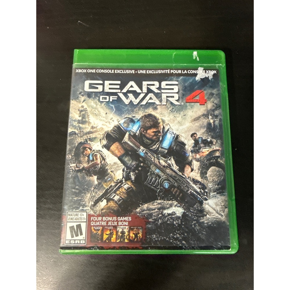 Gears of War 4 Xbox One Microsoft Video Game Physical Disc Case ESRB M Mature